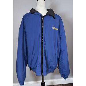 Cabela's Men's Vintage Jacket XL Blue Lined Windbreaker Full Zip Hooded Pockets